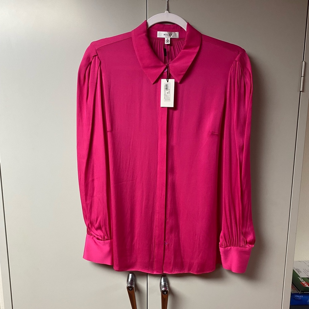 Milly Francia Stretch Button Down Blouse Size M